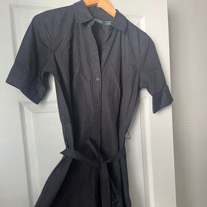 Polo Ralph Lauren button up dress in black with waist tie size 4